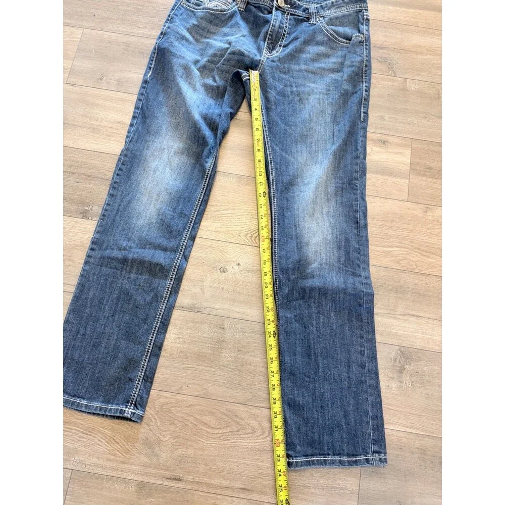 Rock & Roll Rifle Skinny Mens 36X34 Cowboy Thick Stitch Slim Stretch Jeans